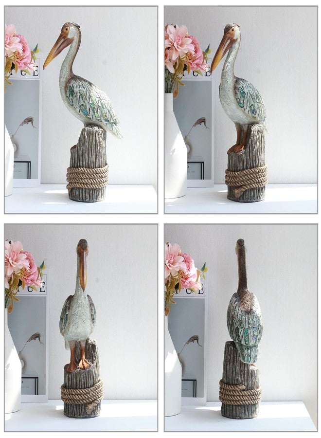 Lukitas Standing Pelican Statue and Sculpture Decor, Coastal Beach Bird Figurine, Creative Decorative Ornament for Home Garden Lawn Outdoor, Resin 14'' - Image 2
